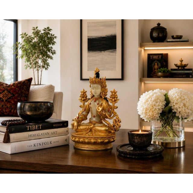 Made by a Nepalese artist in the deeply cultural Tibetan land, carrying the seal of authenticity, this exquisite 3-lb...