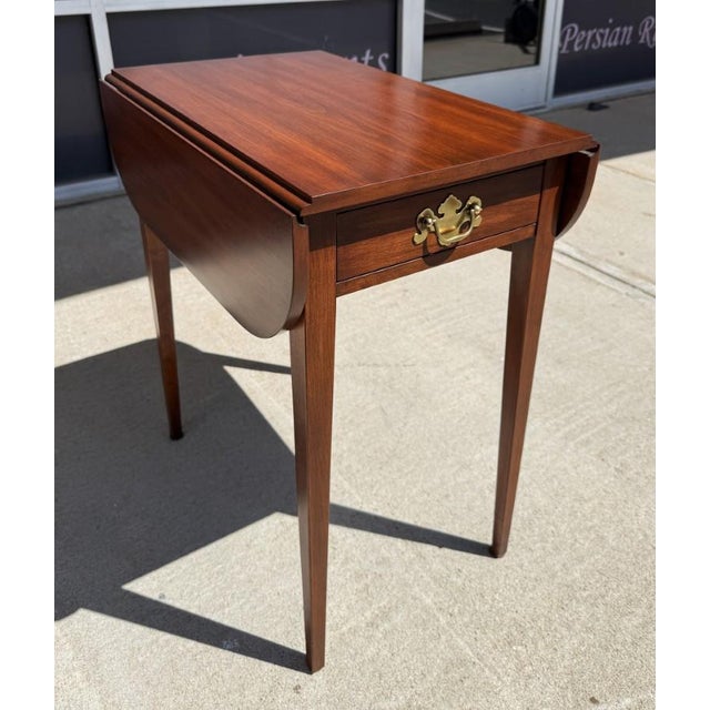 American Henkel Harris Solid Cherry Pembroke Drop-Leaf Side Table Model No. 5406 For Sale - Image 3 of 18