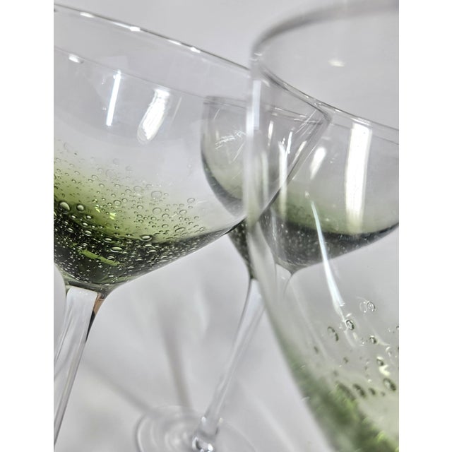 Green Bubbled Goblets- Set of Four For Sale - Image 4 of 12
