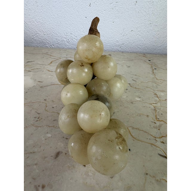 Stone Mid-Century Vintage Hand Carved Alabaster Grape Cluster For Sale - Image 7 of 8