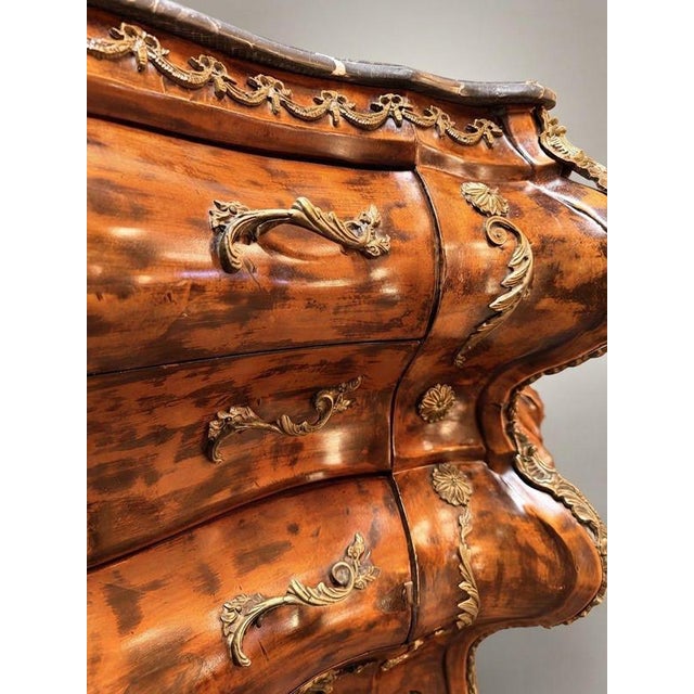 2000 - 2009 Large French Bombe Chest of Drawers with Marble Top For Sale - Image 5 of 7