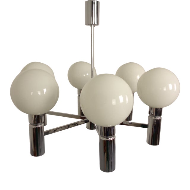 Opaline Glass Pendant Lamp from Sölken Leuchten, Germany, 1960s For Sale