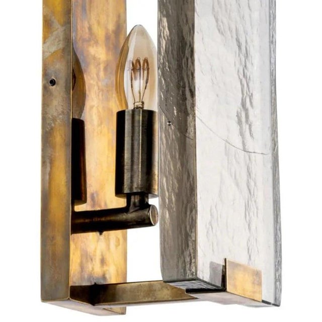 Wall Lamps in Vintage Brass and Handblown Glass, Set of 2 For Sale - Image 6 of 8