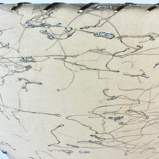 Tan 1940s Vintage Boho Chic Arts & Crafts 2-Tier Fiberglass Lamp Shade, Splattered Spaghetti Design For Sale - Image 8 of 9