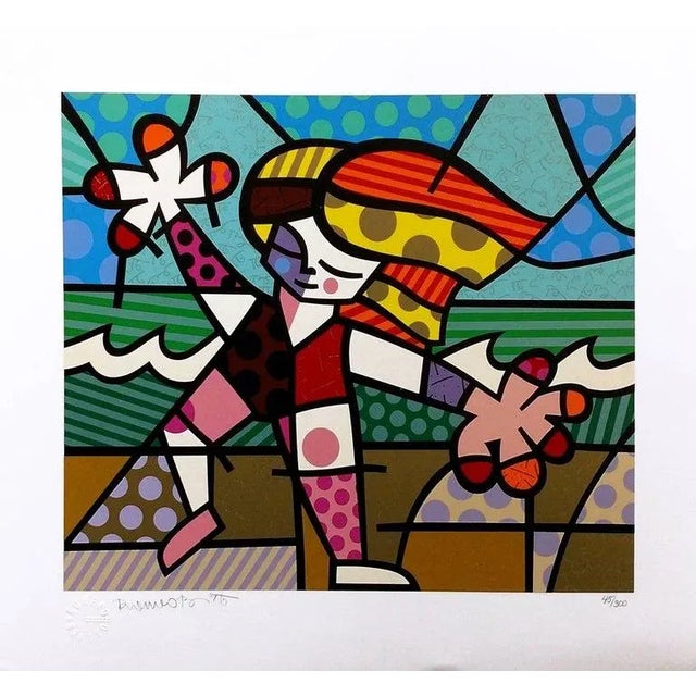 Pop Art "Golden Beaches" Romero Britto Pop Art Signed and Numbered Screen Print For Sale - Image 3 of 3