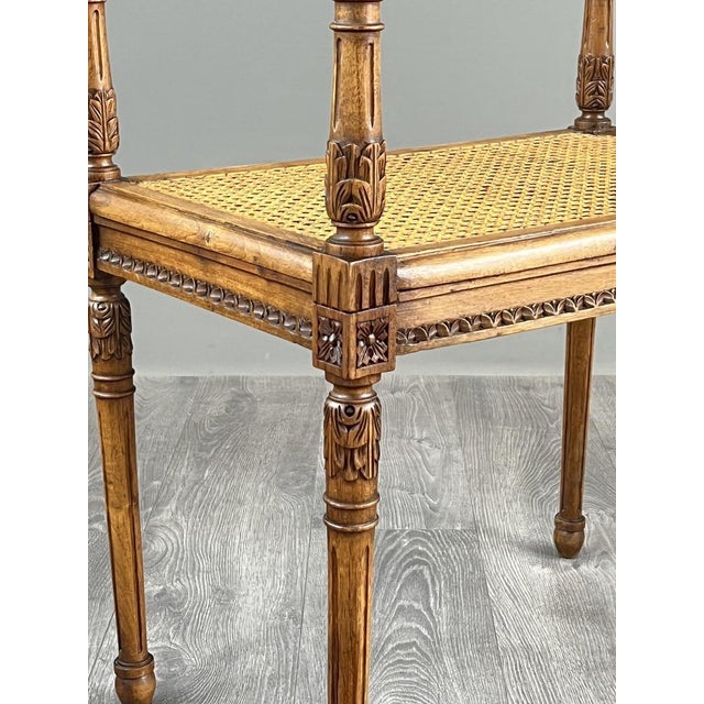 20th Century Carved Wooden Bench with Caning For Sale - Image 6 of 9