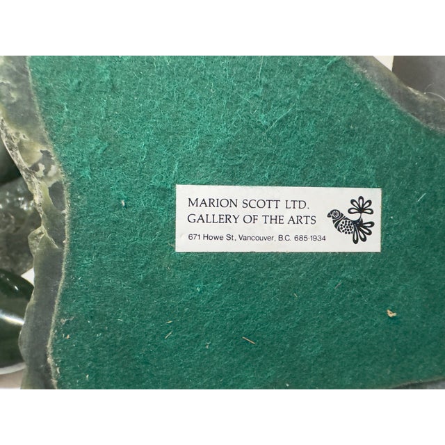 Pair 1980 Canadian Nephrite Jade Marine Sculptures, Signed S. Sandburg For Sale - Image 10 of 14