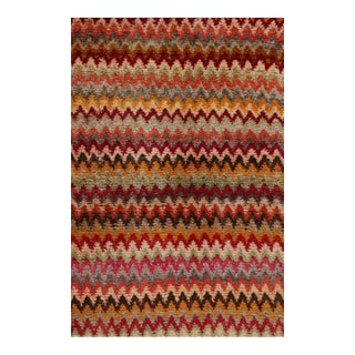 1950s Vintage Persian Tribal Rug in Polychromatic Chevron Patterns by Rug & Kilim For Sale
