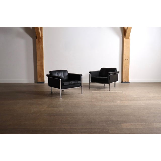 Mid-Century Modern Vintage Model 6912 Lounge Chairs in Black Leather by Horst Brüning for Kill International, Germany, 1967, Set of 2 For Sale - Image 3 of 18
