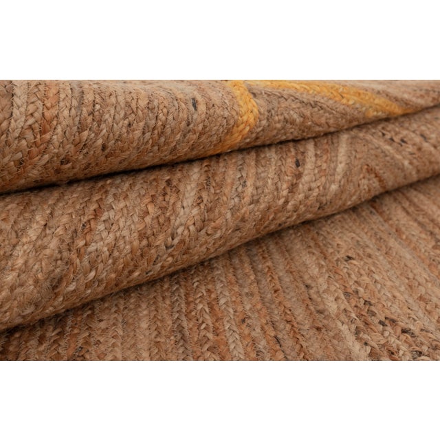 Goldenrod Orange Scallop Jute Handmade Rug 6'x9' Ft. For Sale - Image 8 of 10