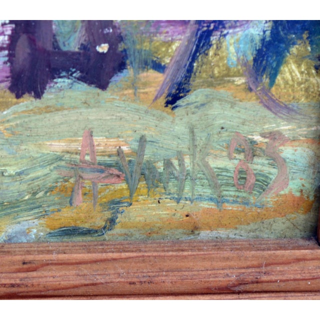 "The Procession at St. Lauren Holland" A. Vank Oil on Cardboard 1985 For Sale In Monterey, CA - Image 6 of 7