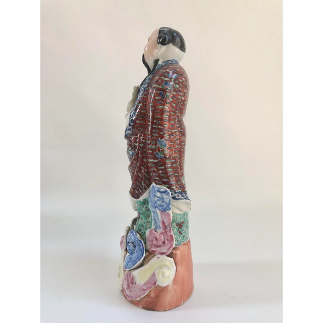 Early 20th Century Vintage Chinese Porcelain Famille Rose Immortal Figurine For Sale - Image 5 of 10