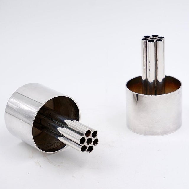 Silver-Plated Candlesticks, Italy, Set of 2 For Sale - Image 5 of 11