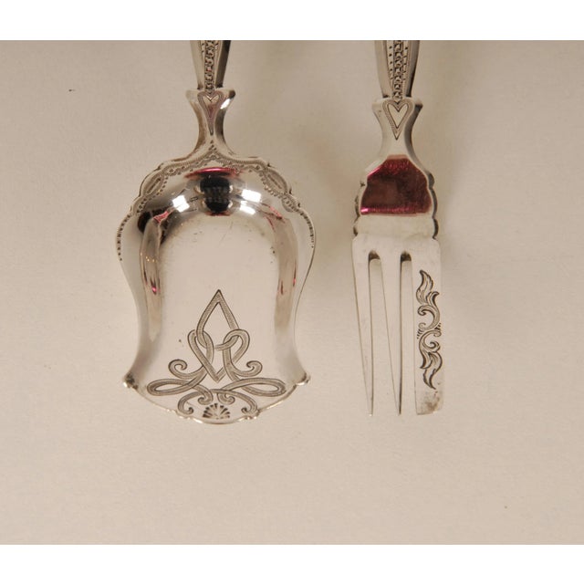 Victorian Flatware Silver Cutlery Agate Tableware Fork Spoon Ginger Cutlery Set- 2 Pieces For Sale - Image 4 of 11
