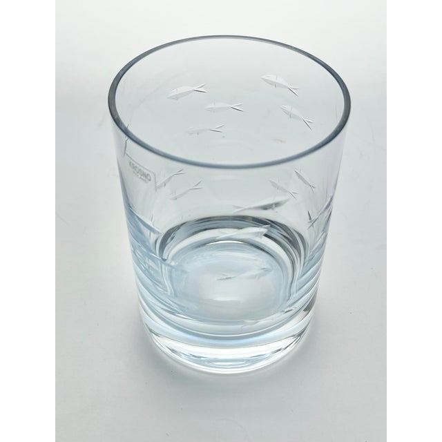 2010s Crate & Barrel “Reef, Blue” 6 Double Old Fashioned Tumbler Glasses For Sale - Image 5 of 6