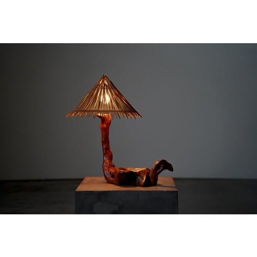 Vintage French Grape Wood Desk Lamp, 1960s For Sale - Image 5 of 7