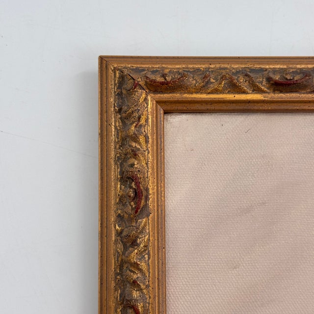 Textile Vintage Floral Still Life Oil Painting Red Geraniums in Ornate Gilt Frame - Signed by David For Sale - Image 7 of 12