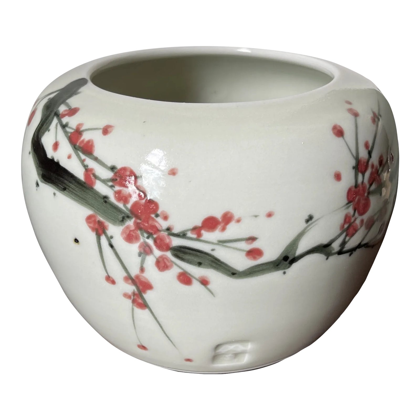 Late 20th Century Japanese Porcelain Cherry Blossom Vase Chairish