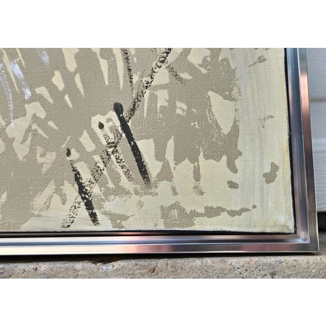 Brown 1970s Lee Reynolds Original Birds Trees Painting on Canvas, Vanguard Studios 51" X 41", Framed For Sale - Image 8 of 10