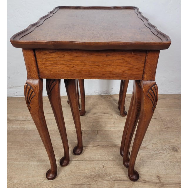 Victorian Nesting Tables in Walnut, 1890, Set of 3 For Sale - Image 14 of 18