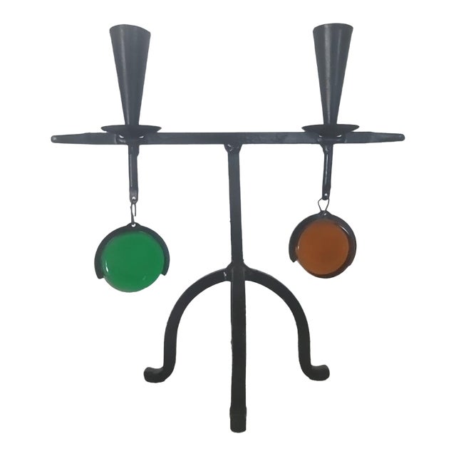 1950s Gunnar Ander for Ystad Metall Wrought Iron Candle Holder For Sale