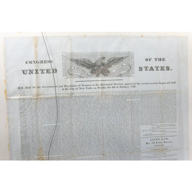 White 19th Century Americana Nautical Maritime Shipping Document Contract in Frame For Sale - Image 8 of 12