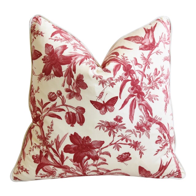 P Kaufmann Floral Aviary Feather Down Toile Pillow 23 Square