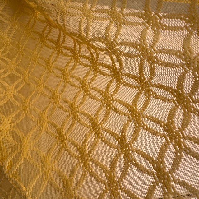 Mid 20th Century Modern Geometric Yellow Sheer Curtains- A Pair For Sale - Image 10 of 11
