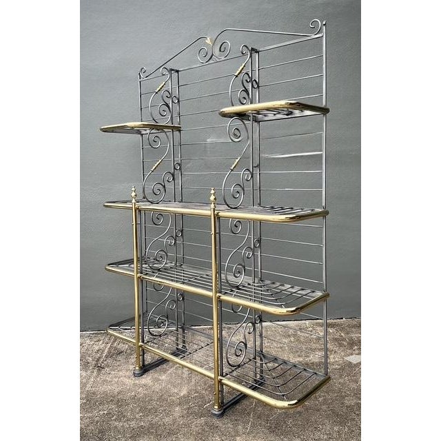 Vintage French Brass Rail Bakers Rack For Sale - Image 4 of 12