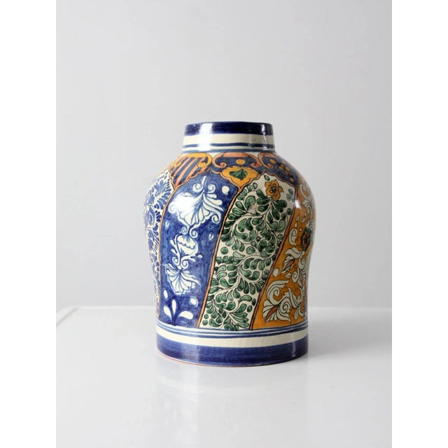 Rustic Vintage Talavera Pottery Style Vase For Sale - Image 3 of 9