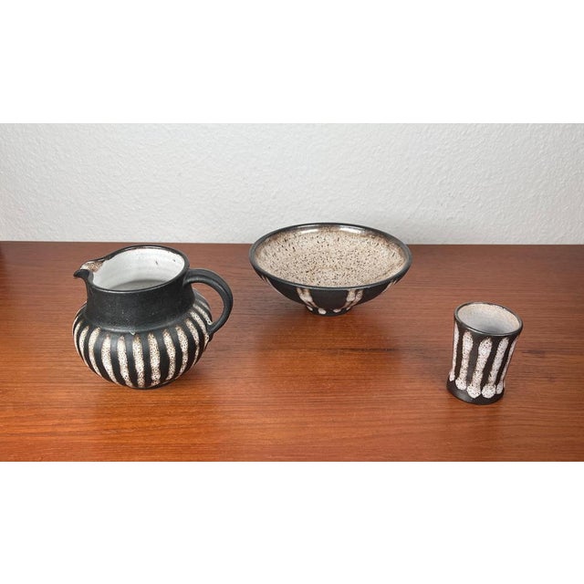Mid-Century Modern German Studio Pottery Bowl with Jug and Small Mug by Monika Maetzel, 1960s, Set of 3 For Sale - Image 11 of 18