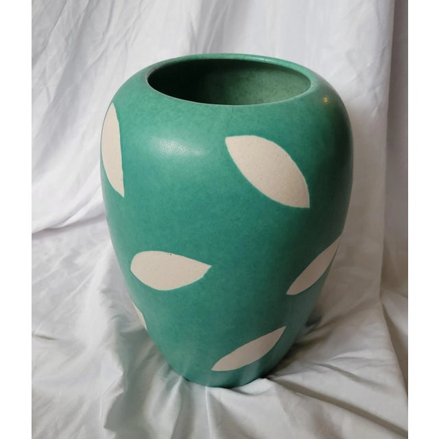 Vintage West German Modernist Green Matte Finish Vase For Sale - Image 4 of 11