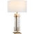 Ian K. Fowler for Visual Comfort Signature Malik Large Table Lamp in Hand-Rubbed Antique Brass & Alabaster with Linen Shade For Sale