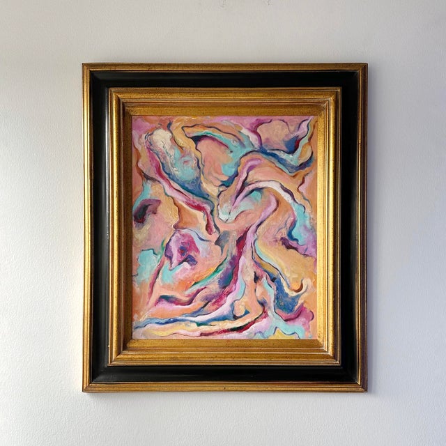 Vintage original abstract expressionist painting by NYC artist and gallery owner Walter Cohen Jr (1912-2004). Oil painting...