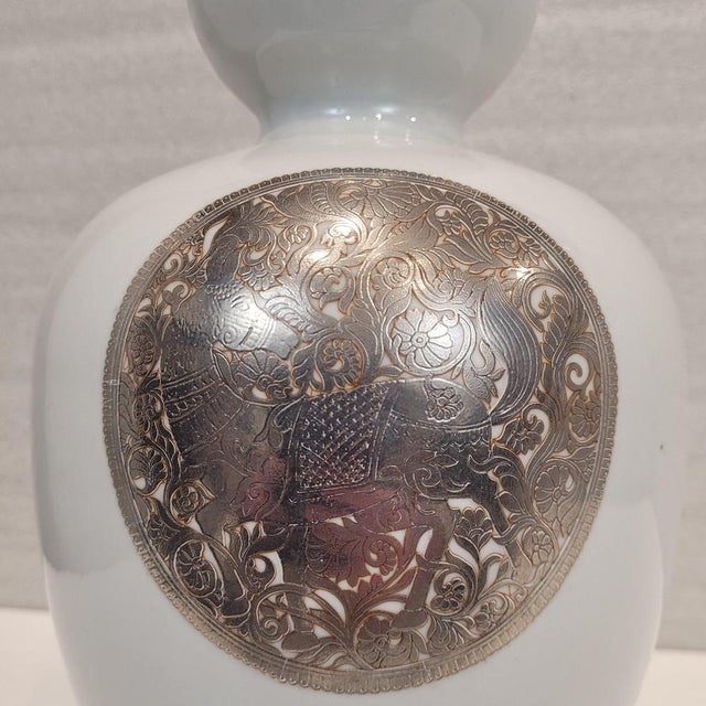 19th Century Chinese Porcelain and Silver Vase by Fabienne Jouvin, France, 1980s For Sale - Image 10 of 17
