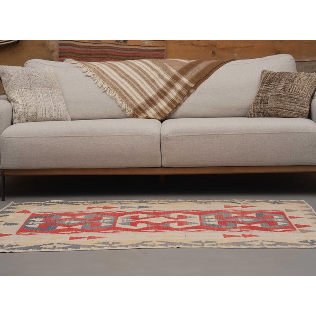 1970s Vintage Handmade Wool Cotton Red Area Rug For Sale - Image 9 of 11