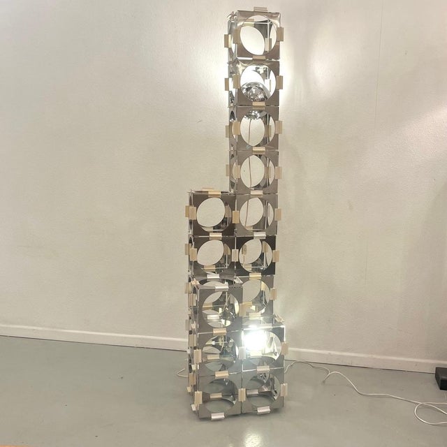 Modular Floor Lamp in Brushed and Polished Stainless Steel from Reggiani, Italy, 1970s For Sale - Image 3 of 17