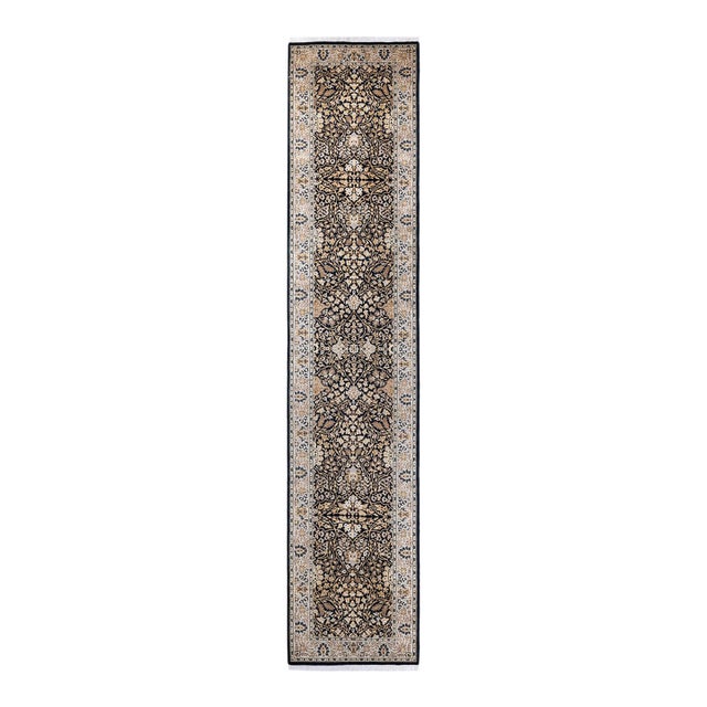 Mogul, One-of-a-Kind Hand-Knotted Runner Rug - Black, 2' 7" x 12' 9" For Sale