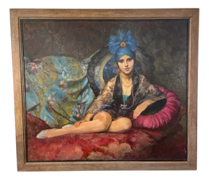 French Artist, Orientalist Portrait, Early 20th Century, Oil Painting, Framed