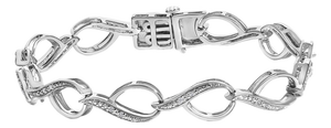 Sterling Silver 1/10 Cttw Diamond Accent Swirl Link Bracelet