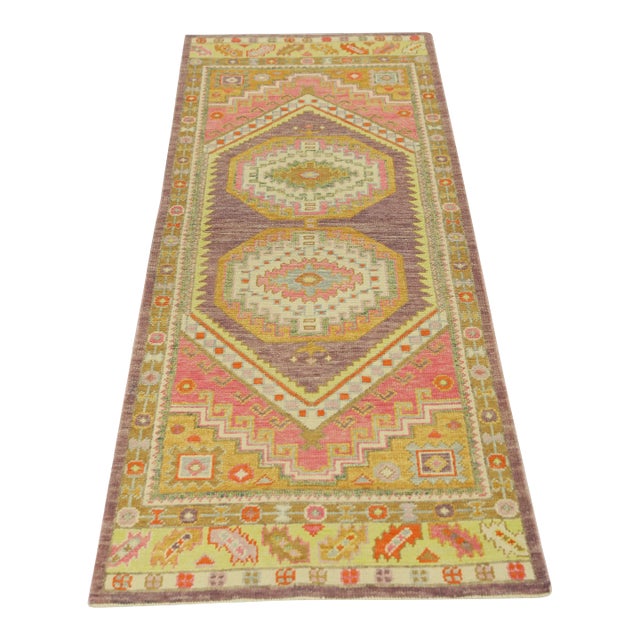 Modern Turkish Oushak Rug 3' x 8'3" For Sale