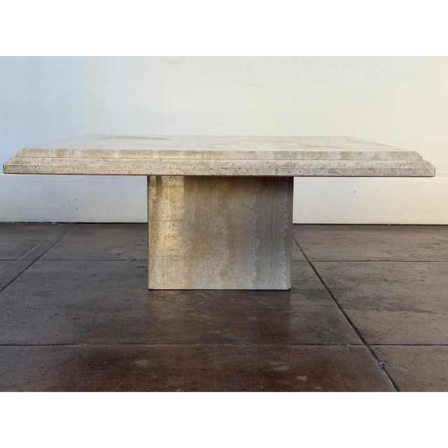 1980's solid travertine coffee table in great vintage condition, some normal patina very minimal. Brand: Stone...