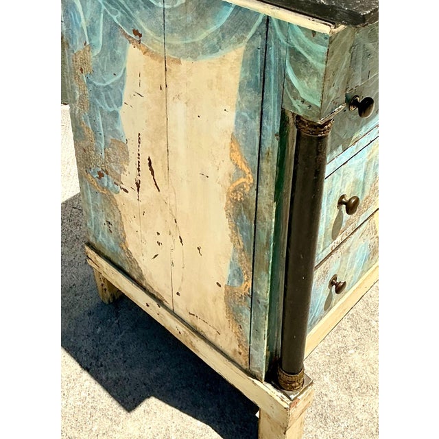 Wood Vintage Hand-Painted Drapery Swag Motif Dresser For Sale - Image 7 of 16