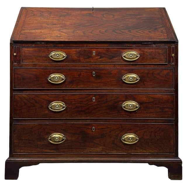 Antique English Georgian Oak Bureau, 1700s For Sale - Image 14 of 14