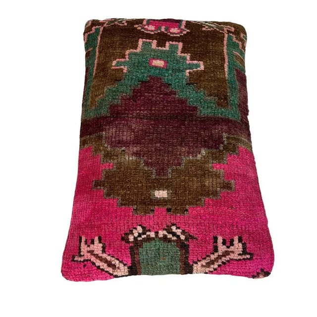 Vintage Handmade Rug Cushion Cover For Sale - Image 4 of 11