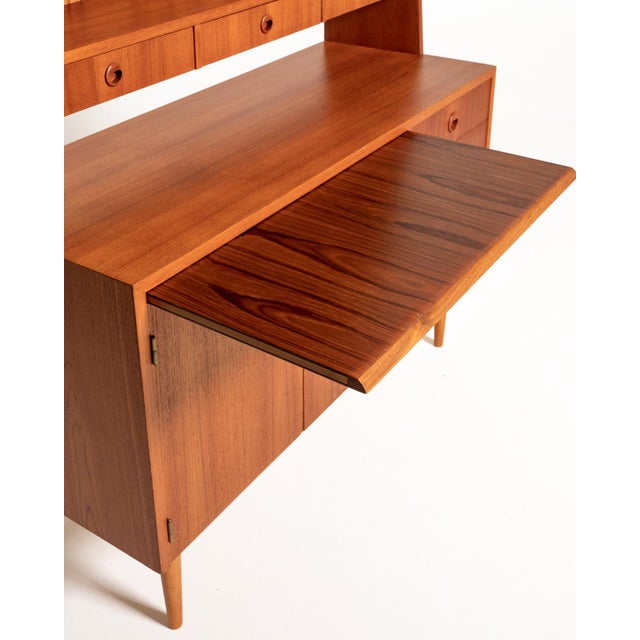 Brown Swedish Teak Bookcase with Desk, 1960s For Sale - Image 8 of 11