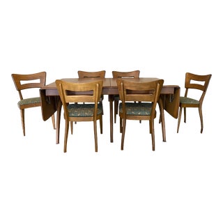 1950s Heywood Wakefield Wishbone Dining Table Set With Dogbone Dining Chairs For Sale