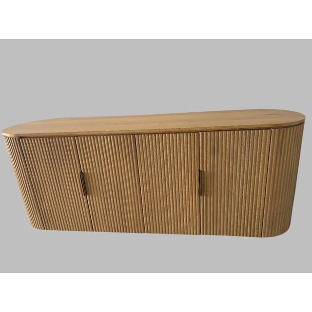 Brown Rh (Restoration Hardware) Byron 4-Door Sideboard – Light Oak For Sale - Image 8 of 10