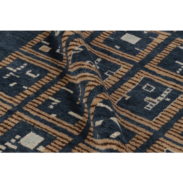 Textile Contemporary Art Deco Style Geometric Blue Wool Rug by Rug & Kilim, India For Sale - Image 7 of 10