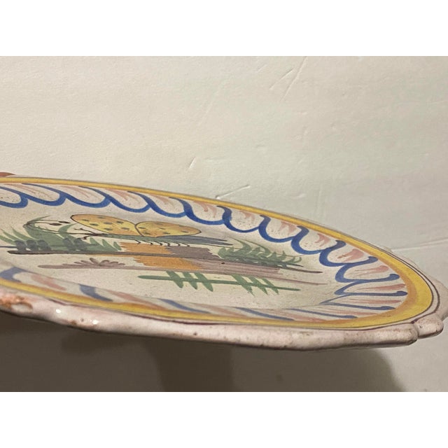 Late 18th Century French Faience Butterfly Insect Plate | Chairish